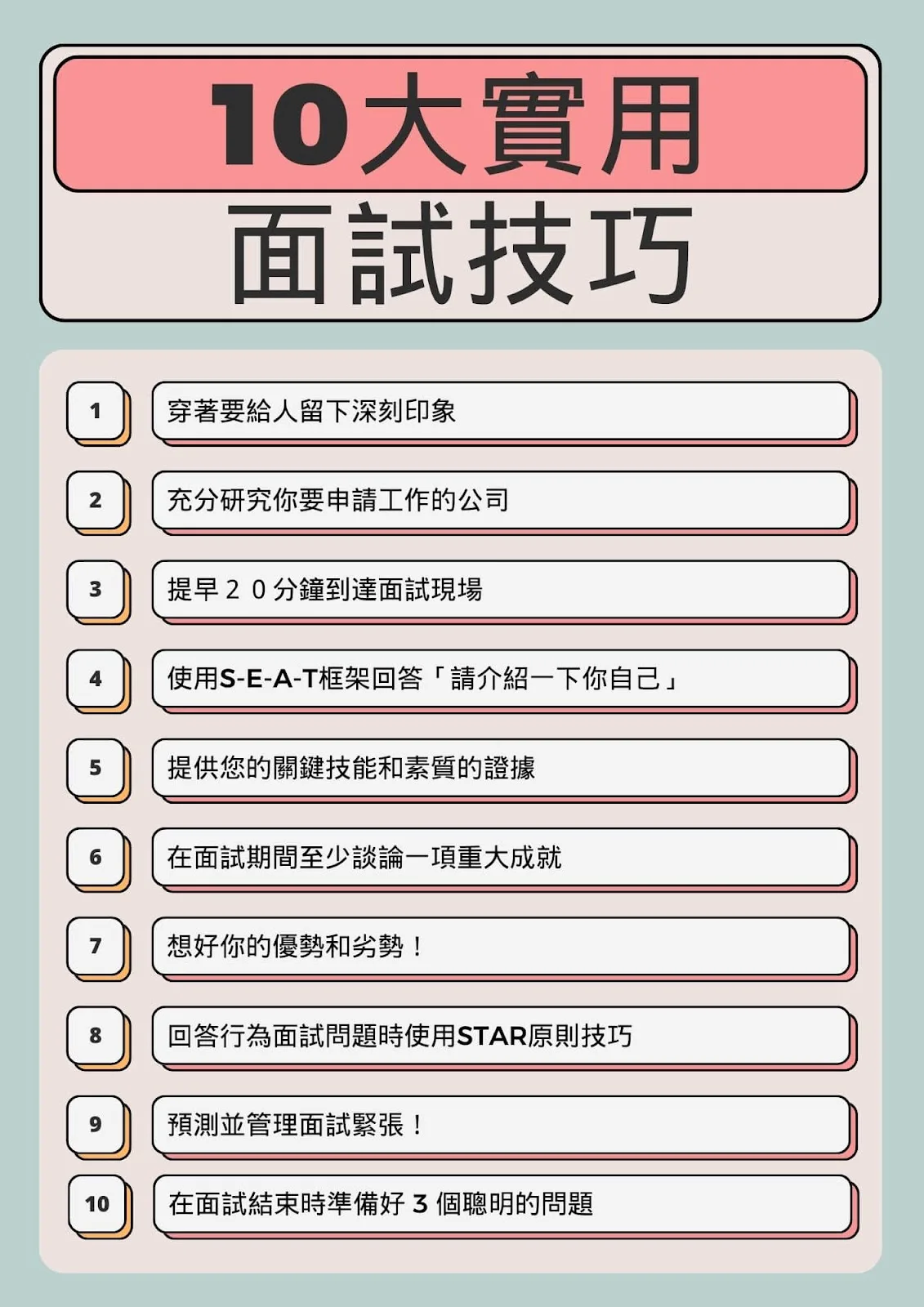 10大實用面試技巧與面試準備指南
面試技巧　面試準備　